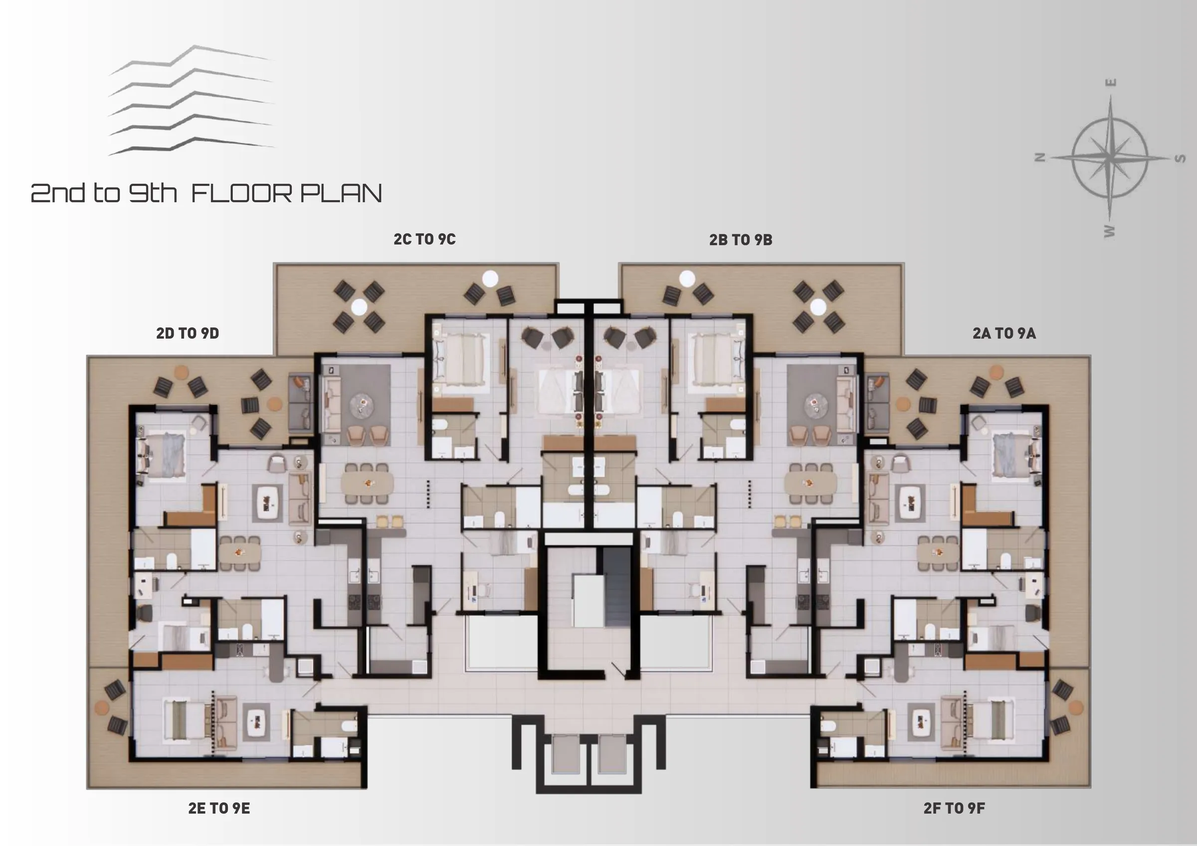 Second to ninth floor plate