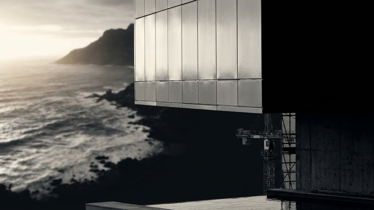 Facade detail in silver light over the ocean