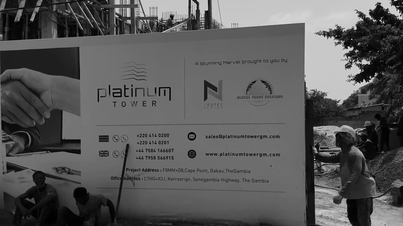 The Platinum Tower site board in front of the works, 13 October 2026