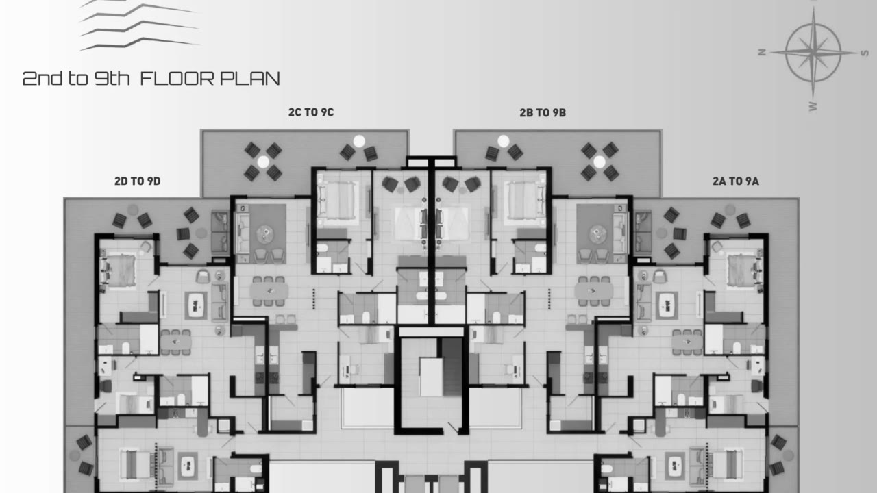 Platinum Tower typical floor plan, floors 2 to 9
