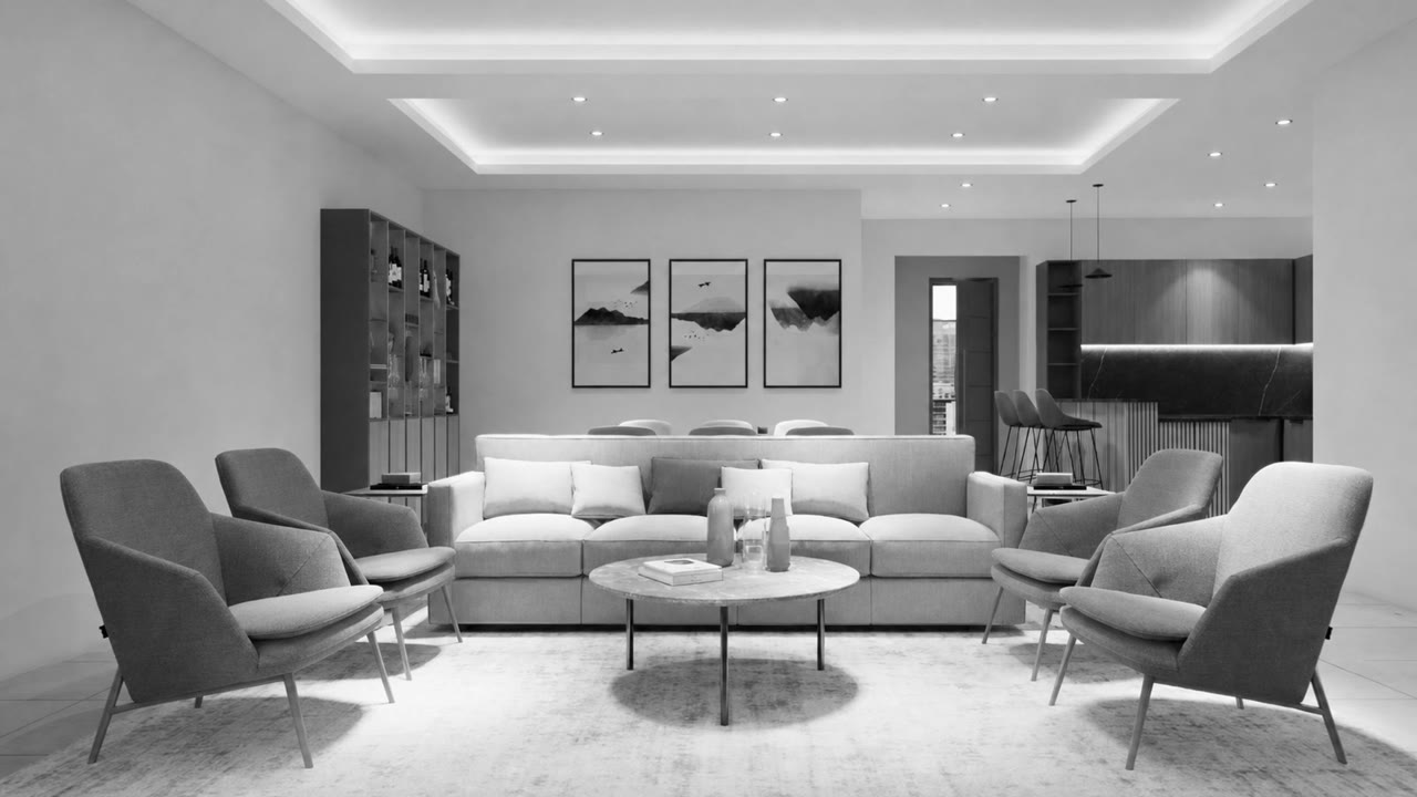 Rendering of a finished Platinum Tower living room