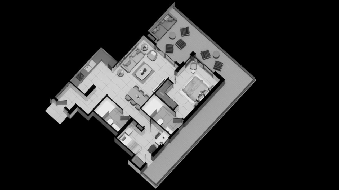 Platinum Tower two bedroom residence, 3D floor plan