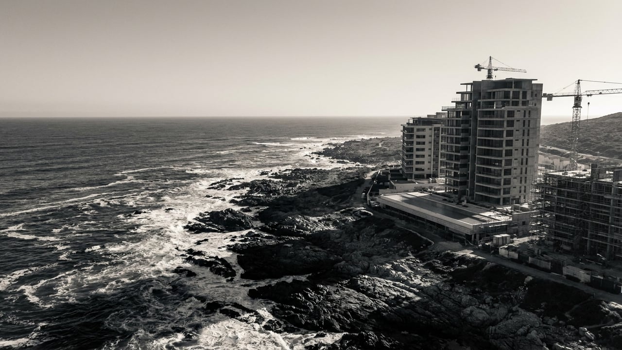 Aerial view of the tower site on the Cape Point coastline