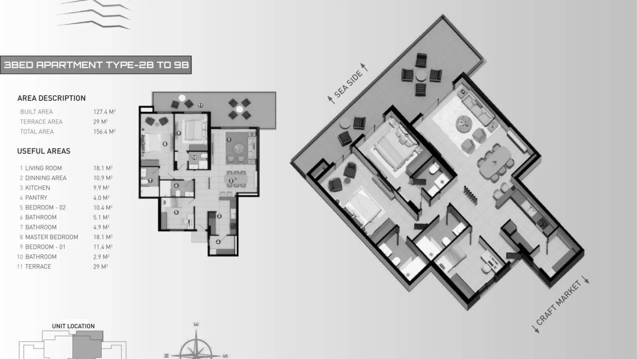 Platinum Tower three bedroom floor plan, line B